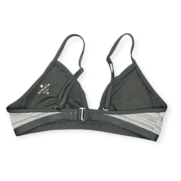 ATHLETA Women’s Black Gray Stripe Veracruz Swim Top Size Medium Style #228445 - Picture 4 of 7